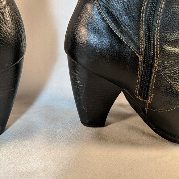 b.o.c. Black Leather Heeled Boots 3.5" Block Heel Knee High Womens 8.5 BOC Born - Picture 8 of 16